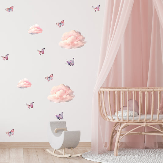 Princess Clouds & Butterfly Wall Art